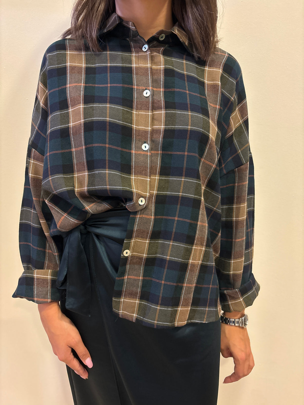 SUSY MIX - Camicia a scatola a quadri verde
