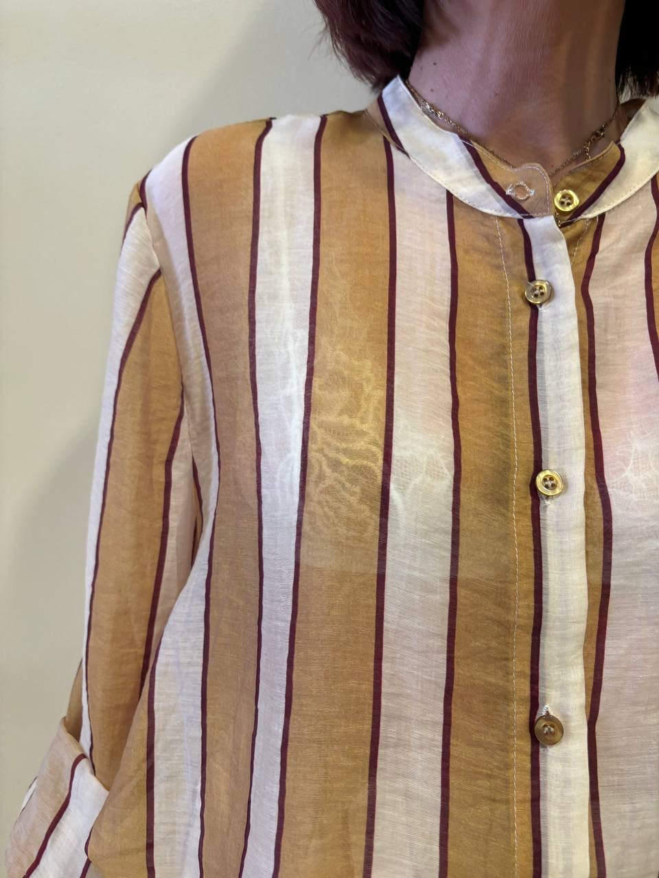 HAVEONE - Camicia in mussola di cotone a righe verticali - più colori